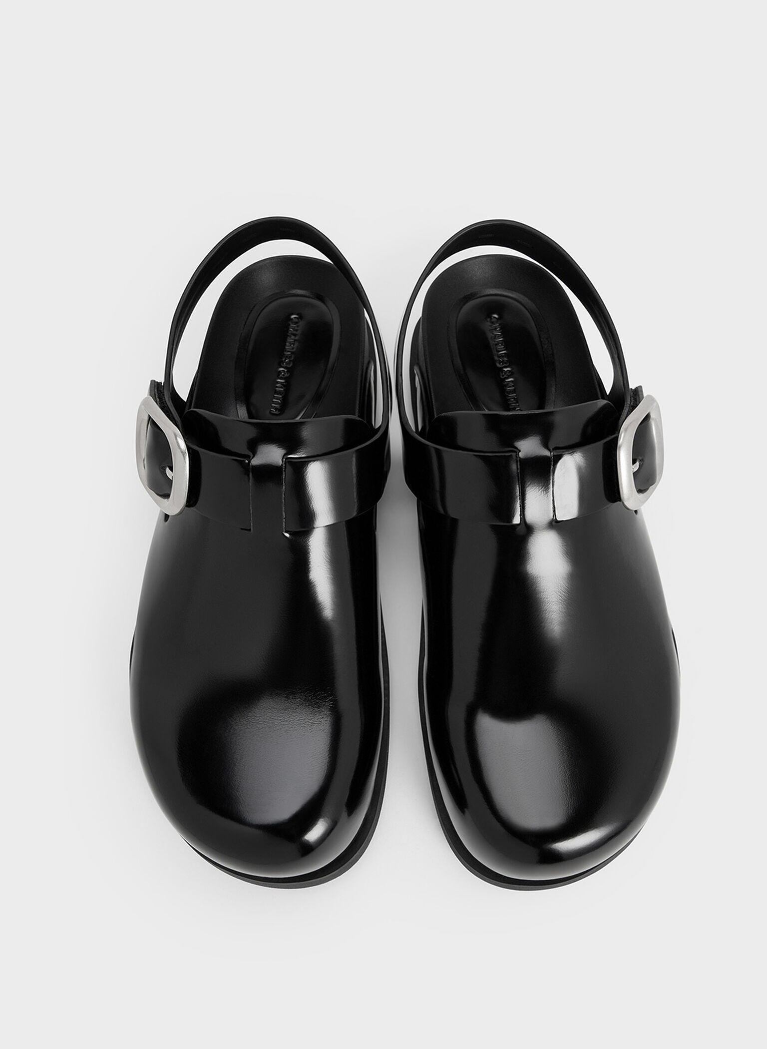Buckled Slingback Mules, Black Box, hi-res