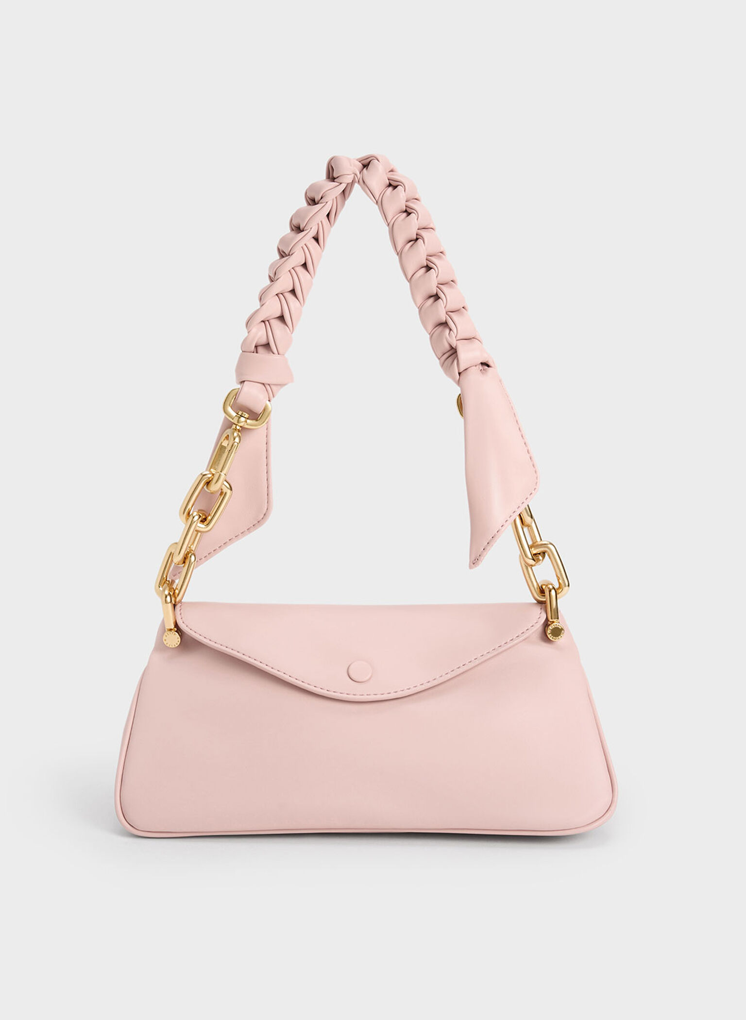 Cleona Braided Handle Hobo Bag, Light Pink, hi-res