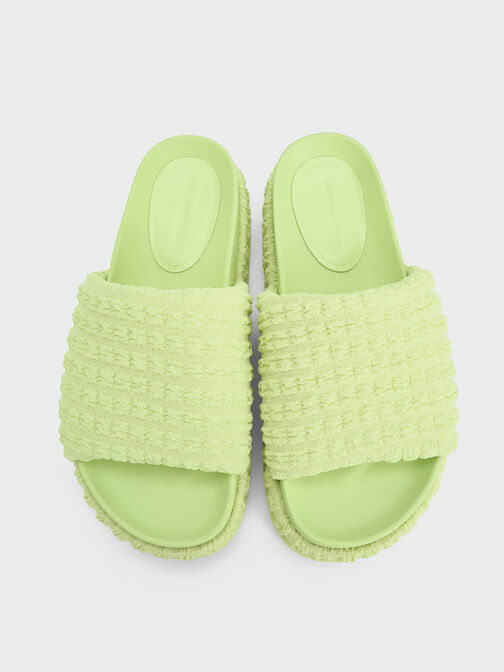 Loren Textured Platform Sandals, Light Green, hi-res