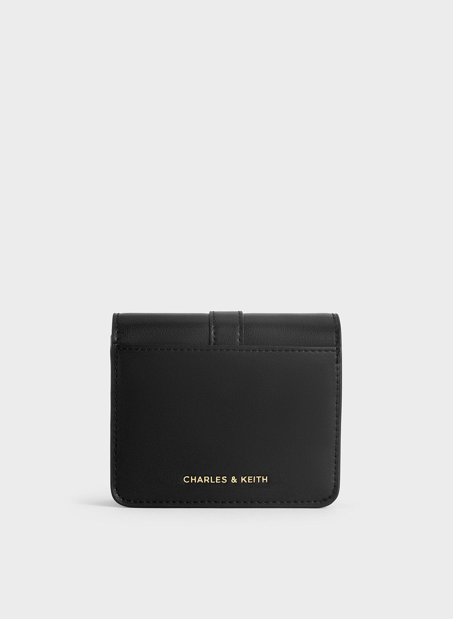 Agatha Chain-Accent Card Holder, Black, hi-res