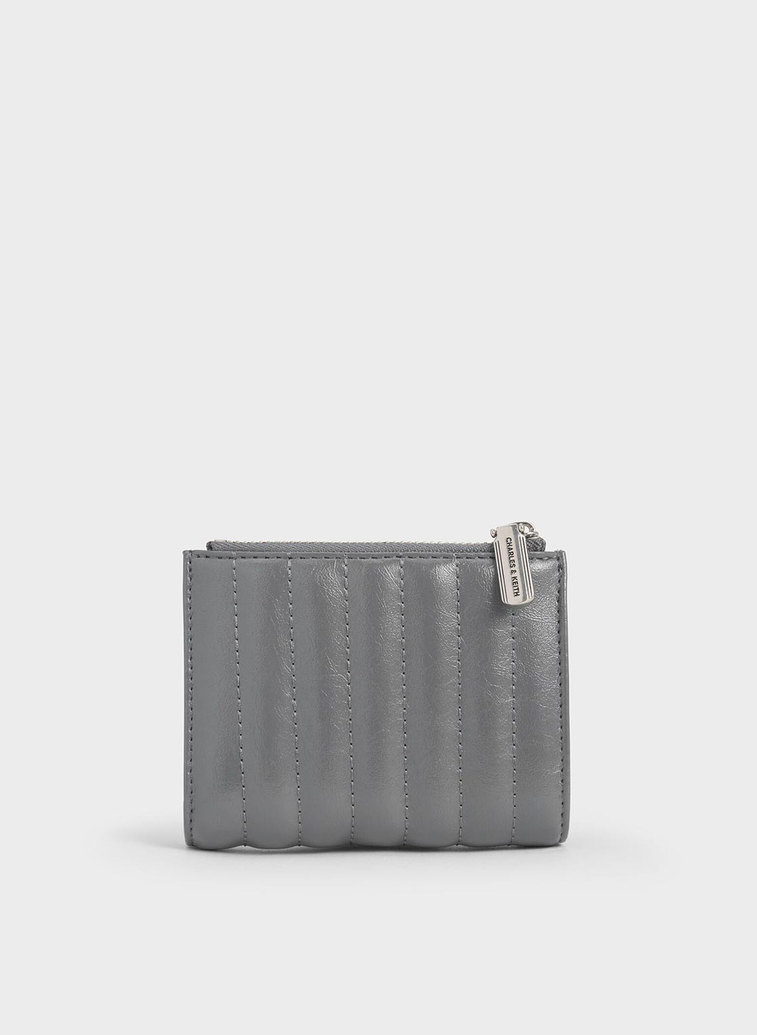 Donna Crinkle-Effect Panelled Top-Zip Wallet, Grey, hi-res