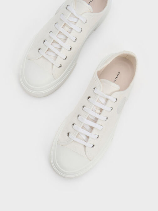 Kay Canvas Low-Top Sneakers, White, hi-res