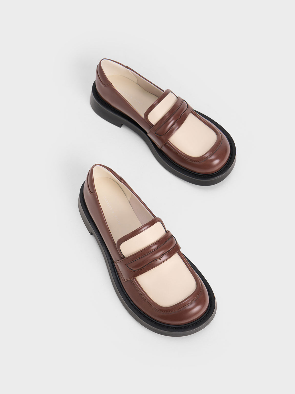 Penelope Two Tone Penny Loafers Maroon