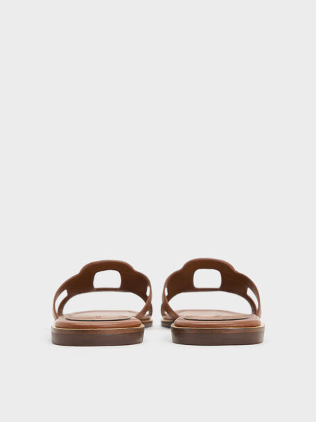 Easley Cut-Out Slide Sandals, Caramel, hi-res