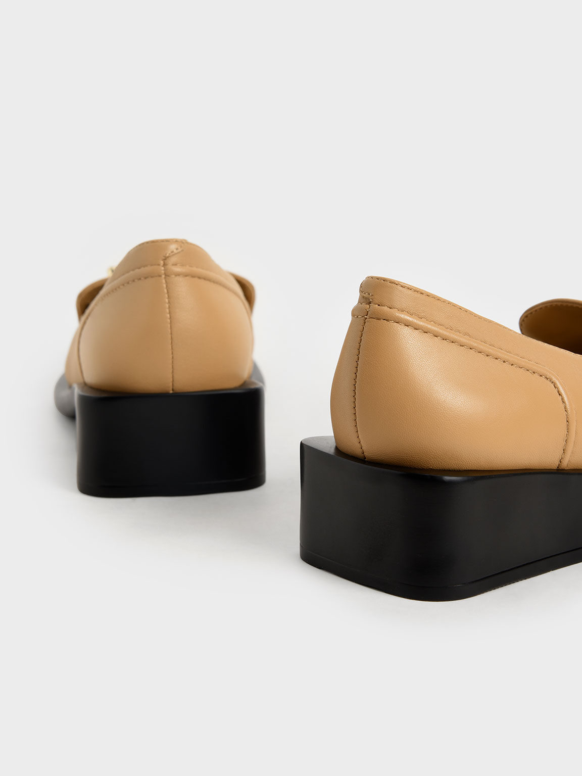 Embellished Leather Loafers, Tan, hi-res