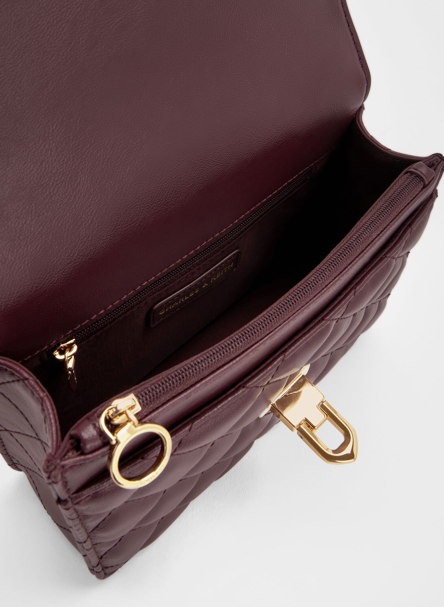 Cressida Quilted Top Handle Bag, Wineberry Red, hi-res