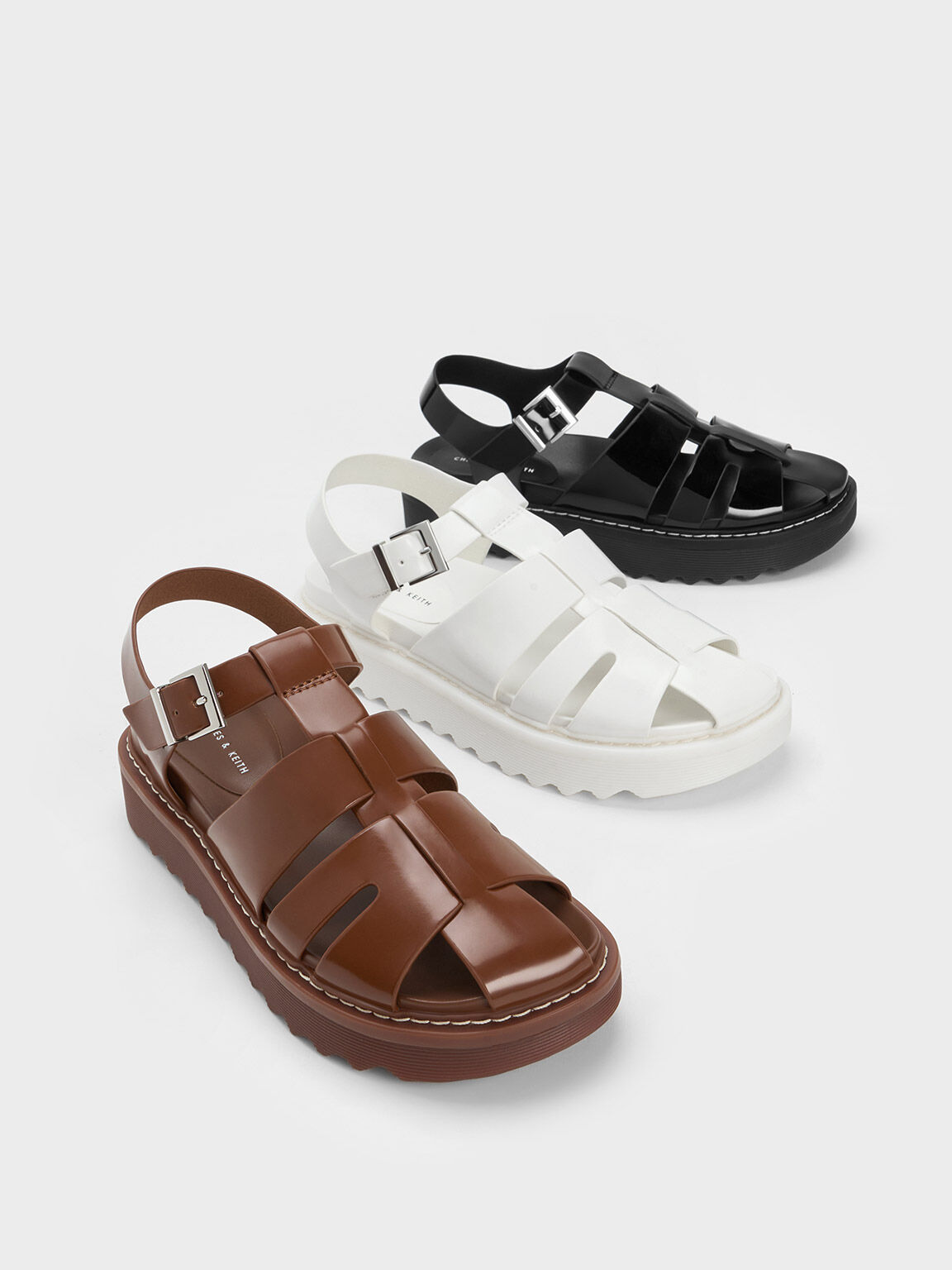 White Buckled Caged Sandals CHARLES KEITH UK