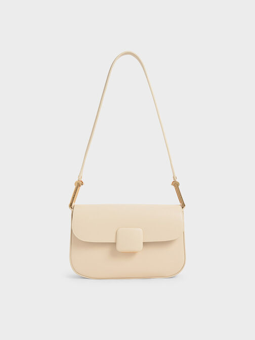Koa Square Push-Lock Shoulder Bag, Beige, hi-res