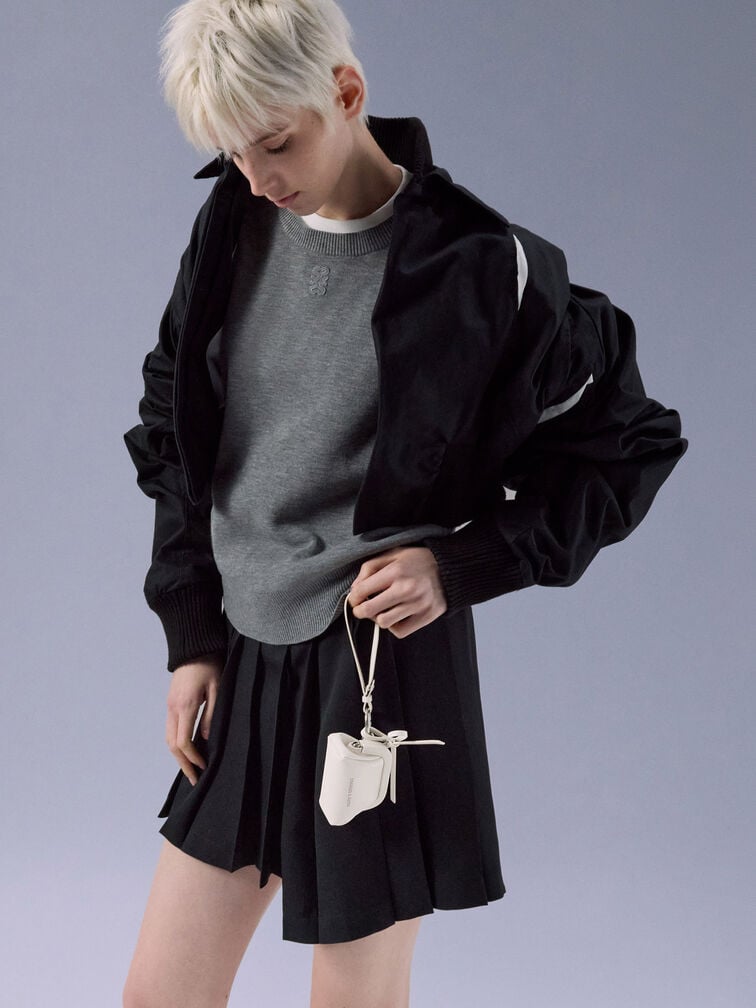 Bow Micro Bag Charm, Meringue White, hi-res