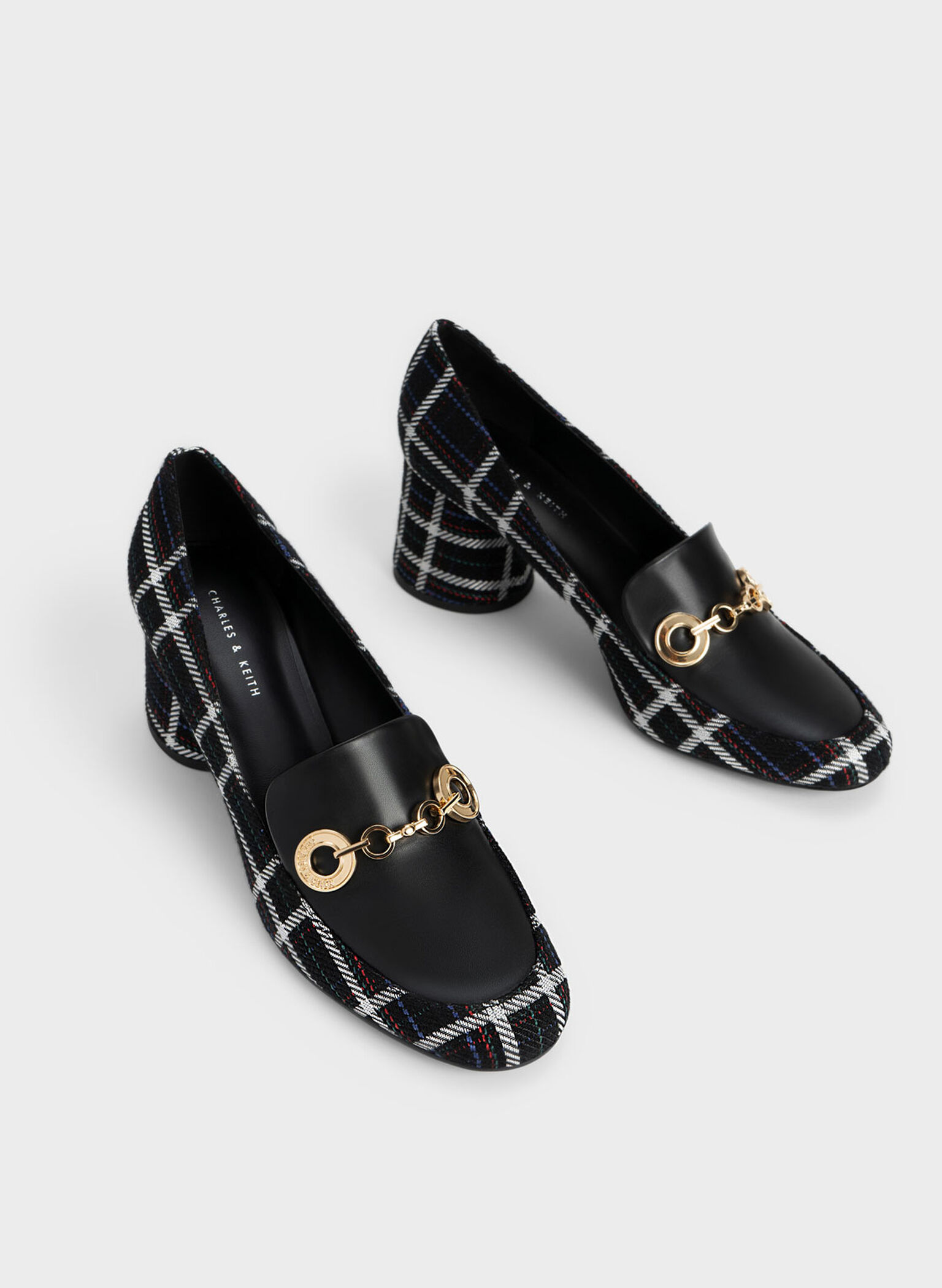 Circle Chain-Link Woven Loafer Pumps, Multi, hi-res
