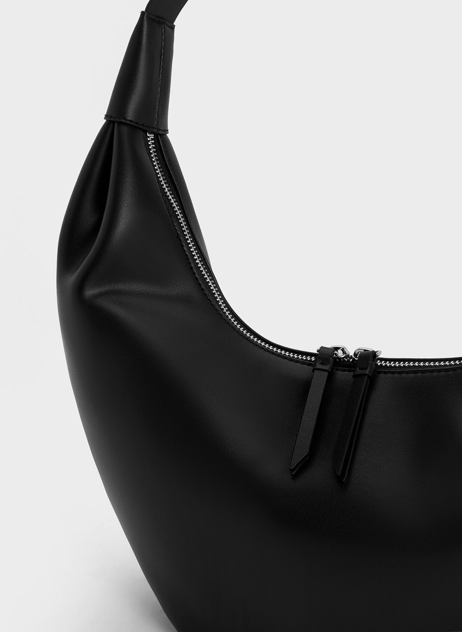 Odella Curved Hobo Bag, Noir, hi-res