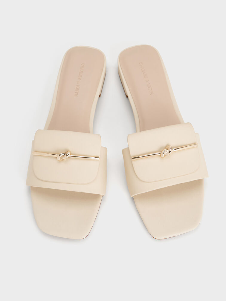 Knotted Accent Slide Sandals, Chalk, hi-res
