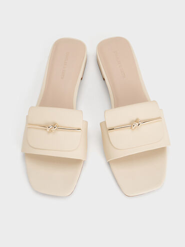 Knotted Accent Slide Sandals, Chalk, hi-res