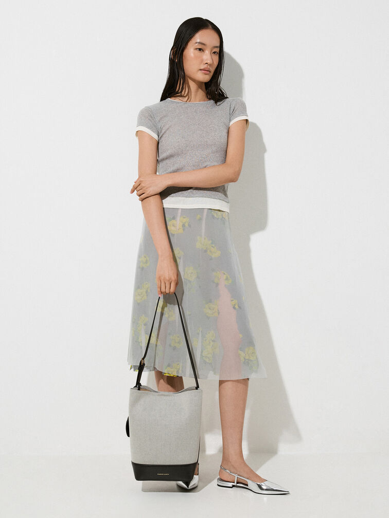 Enola Canvas Elongated Bucket Bag, Black, hi-res