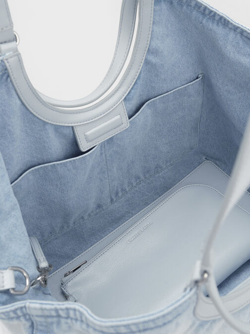 Ivette Denim Tote Bag, Light Washed Denim, hi-res