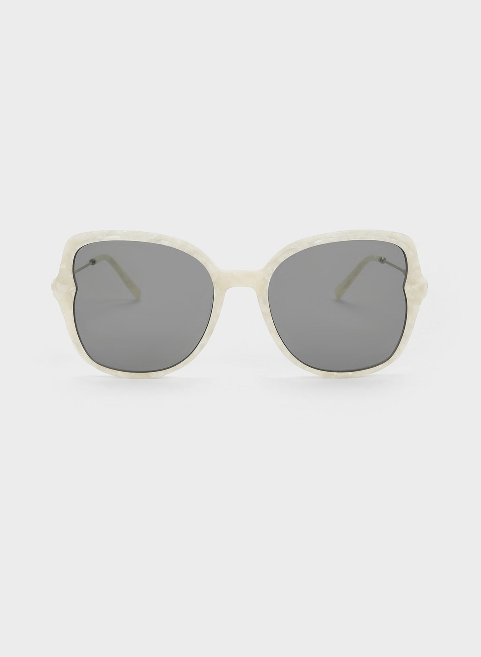 Oversized Recycled Acetate Butterfly Sunglasses, Pearl, hi-res