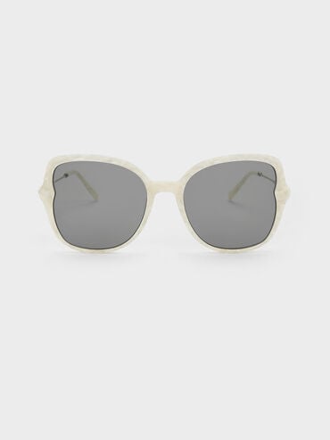 Oversized Recycled Acetate Butterfly Sunglasses, Pearl, hi-res