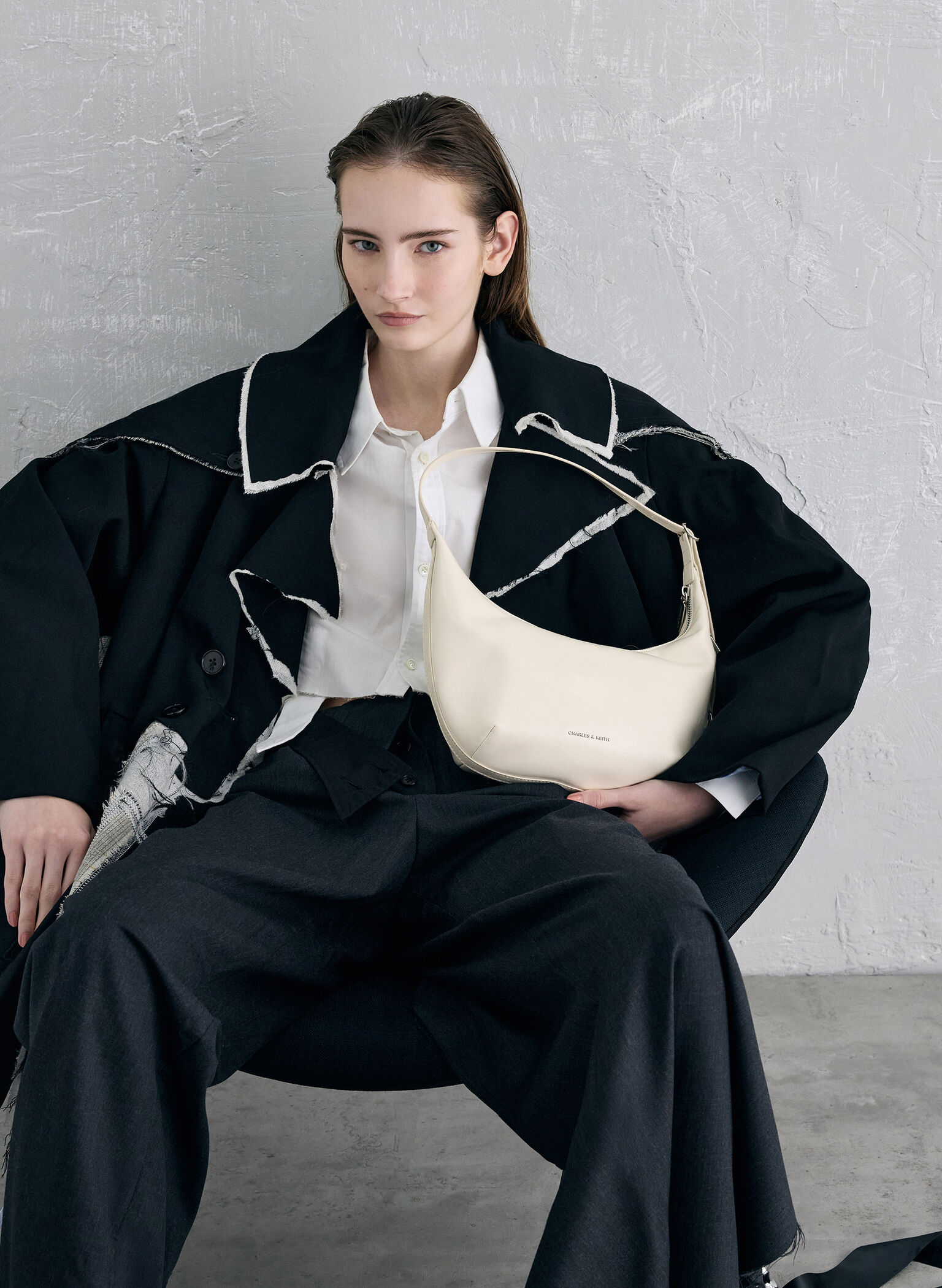 Bryna Curved Hobo Bag, Cream, hi-res