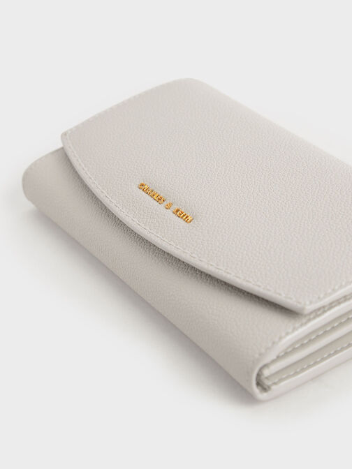 Front Flap Long Wallet, Light Grey, hi-res