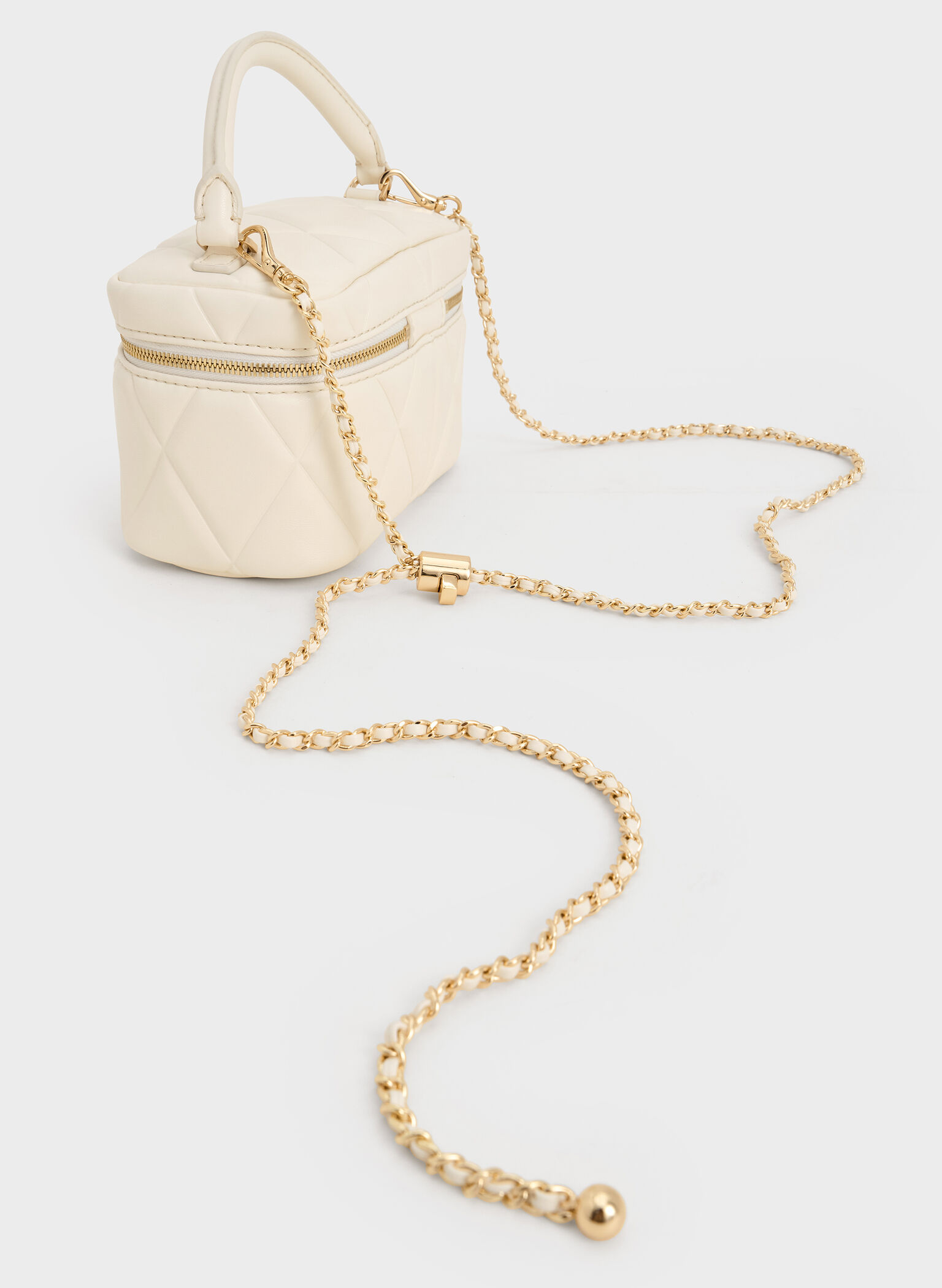 Arwen Quilted Top Handle Vanity Bag, Cream, hi-res