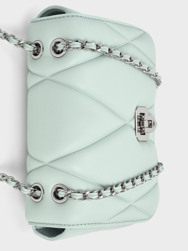 Arwen Quilted Shoulder Bag, Sage Green, hi-res
