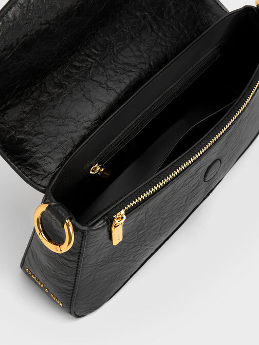 Arley Scarf Chain-Link Trapeze Bag, Black, hi-res
