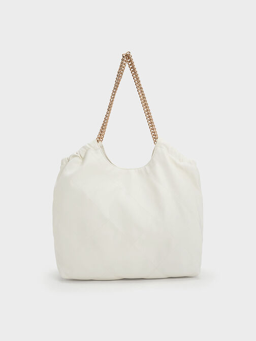 Braided Handle Tote Bag, White, hi-res
