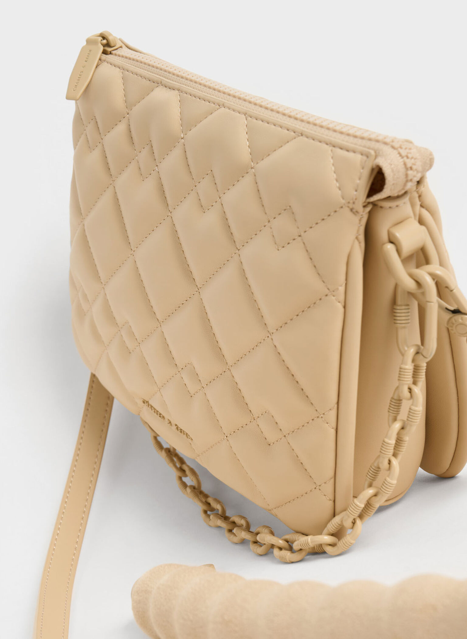 Lana Quilted Shoulder Bag, Beige, hi-res