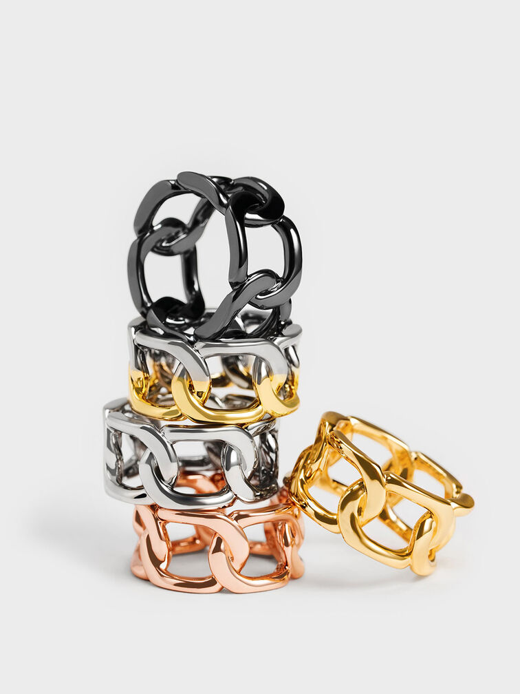 Gabine Chain-Link Ring, Silver, hi-res