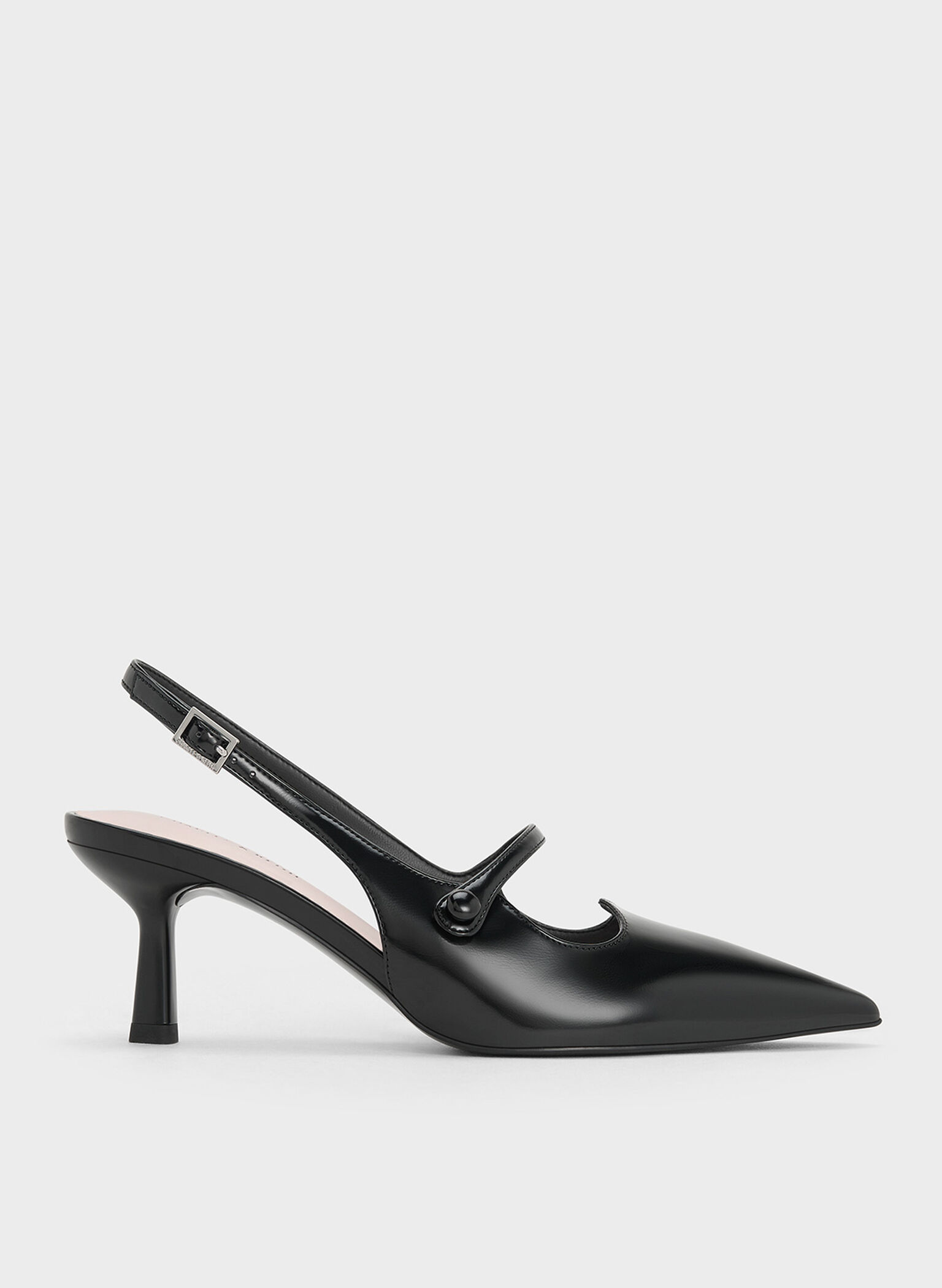 Pointed-Toe Mary Jane Slingback Pumps, Black Box, hi-res