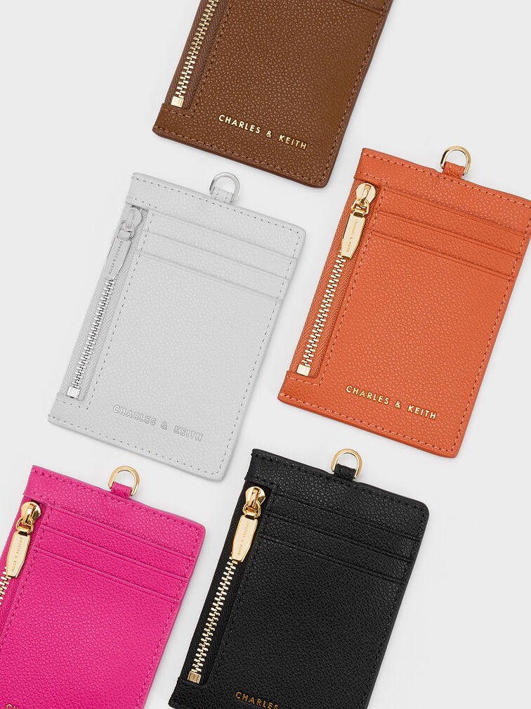 Twilia Side-Zip Card Holder, Light Grey, hi-res