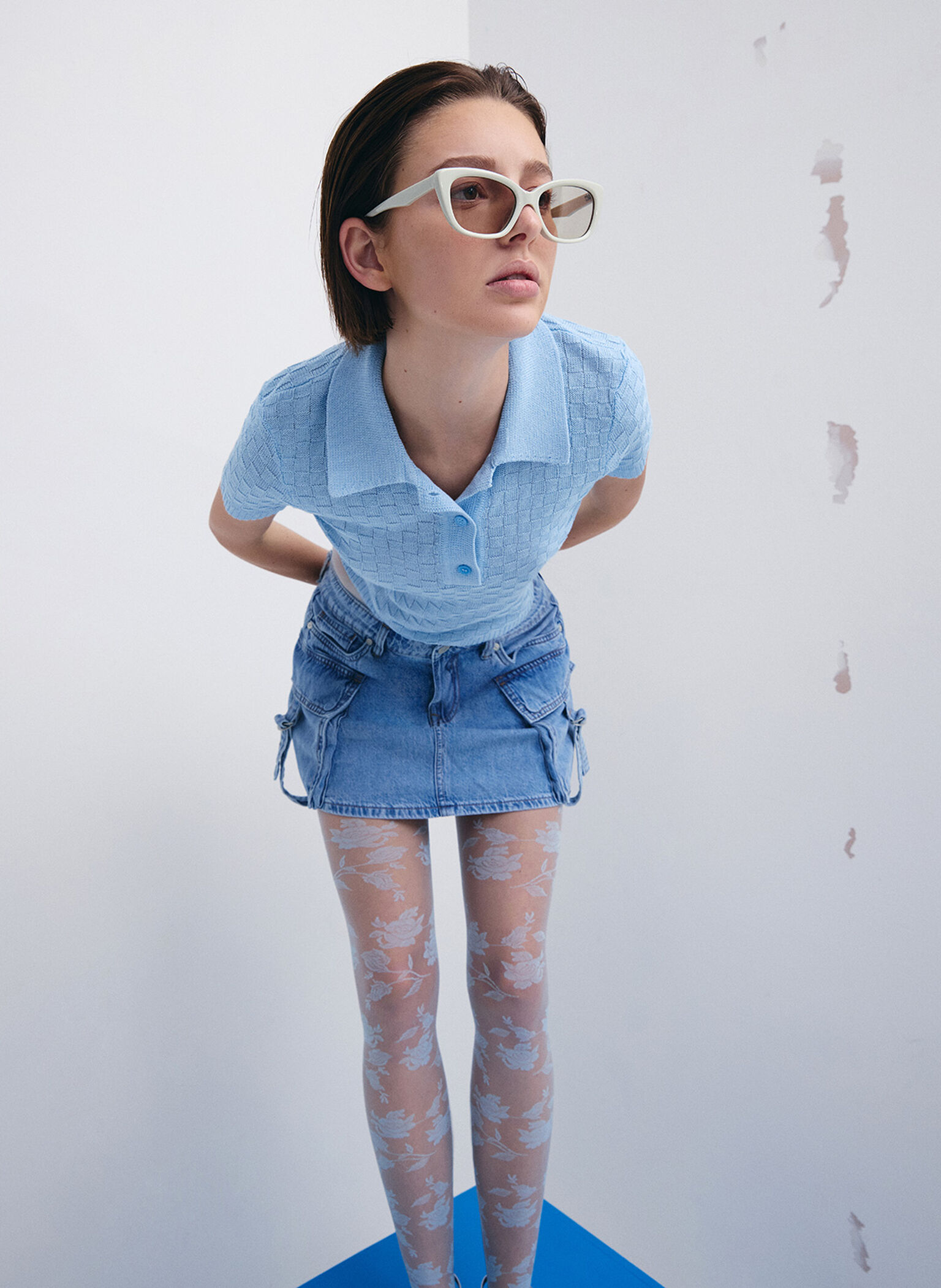 Maeva Recycled Acetate Cat-Eye Sunglasses, Chalk, hi-res