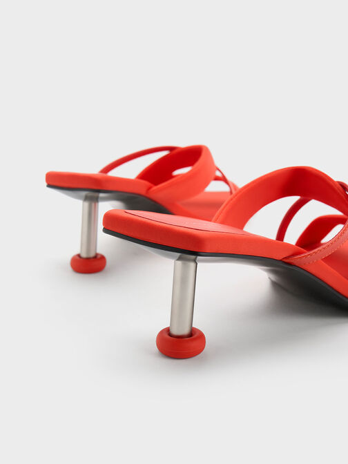 Crossover Sculptural Heel Sandals, Red, hi-res