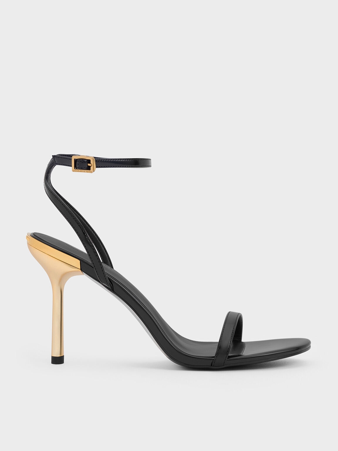 Black Box Metallic Stiletto Heel Ankle Strap Sandals CHARLES KEITH UK