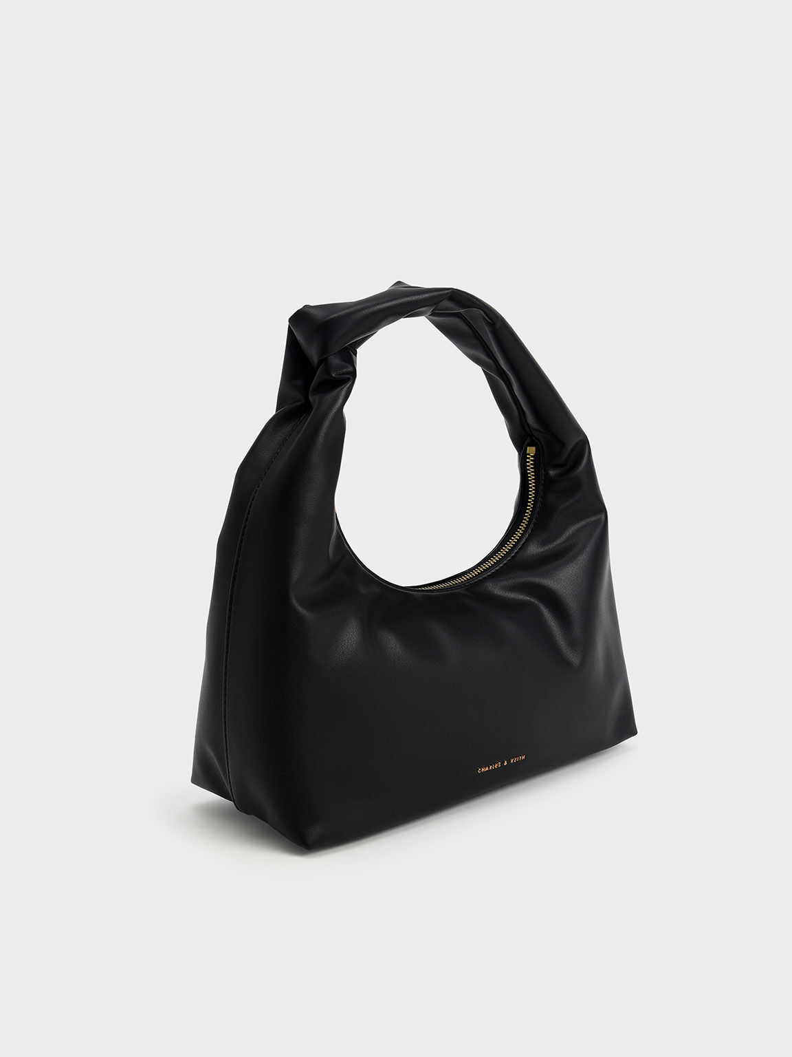 Top Zip Shoulder Bag, Black, hi-res