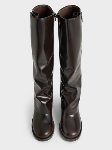 Louise Side-Zip Knee-High Boots, Dark Brown, hi-res
