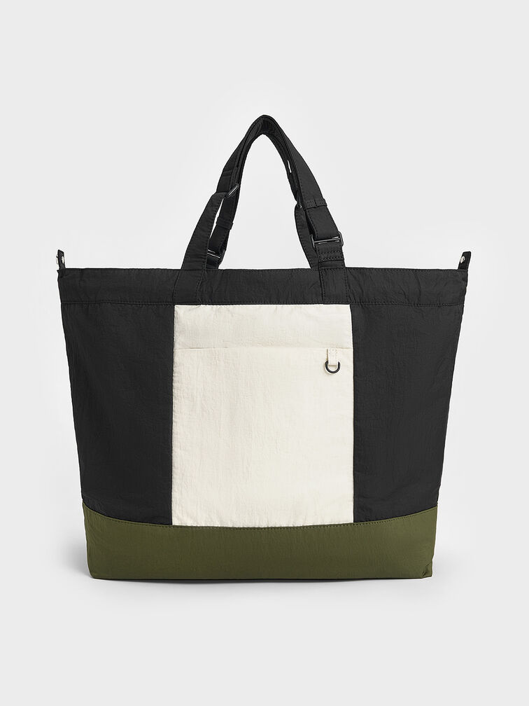 Terra Nylon Reversible Tote Bag, Noir, hi-res