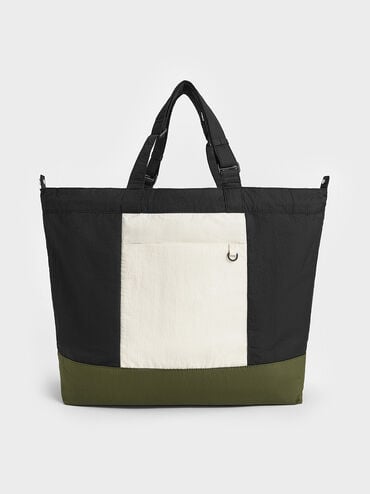 Terra Nylon Reversible Tote Bag, Noir, hi-res