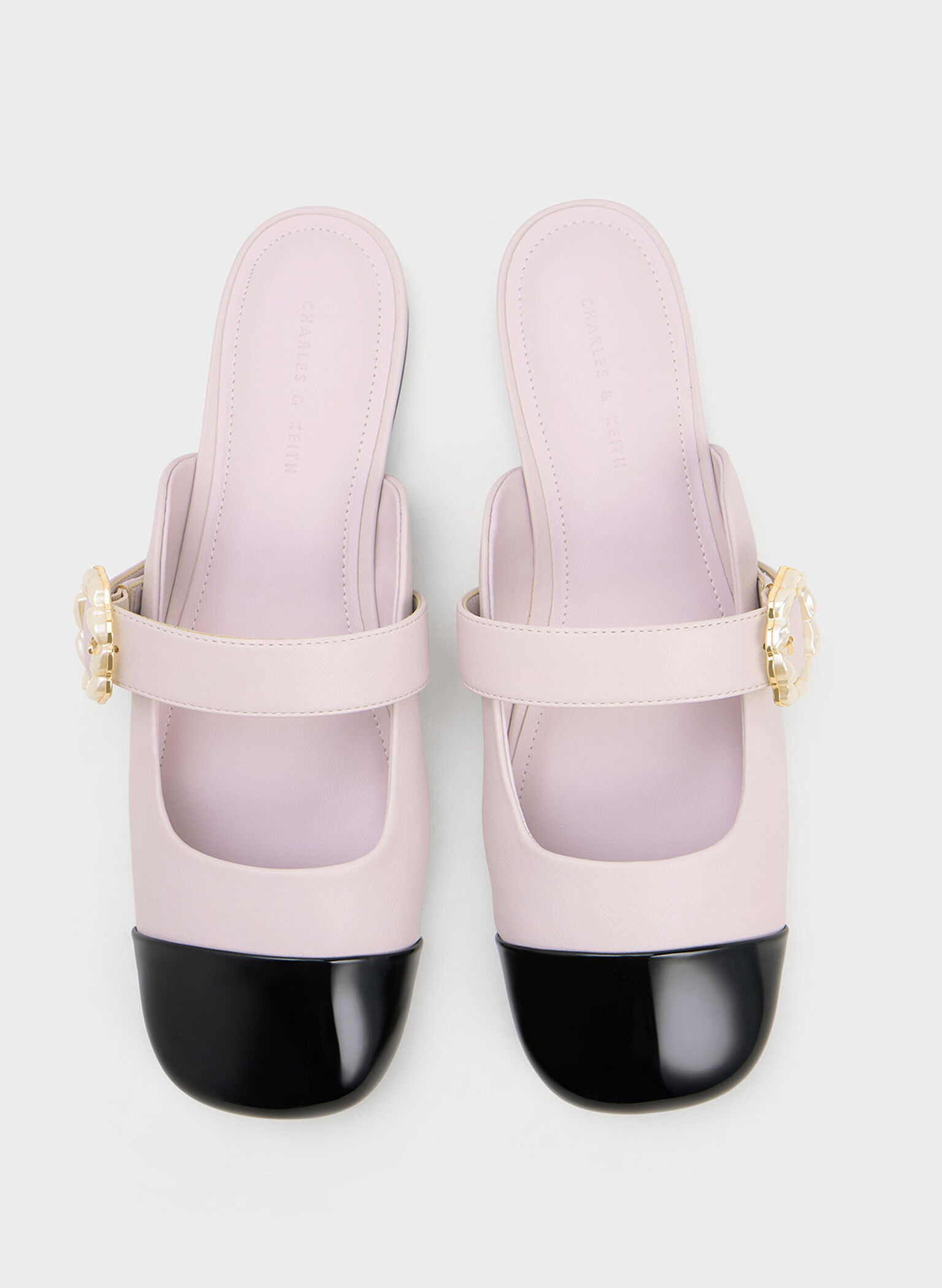 Patent Pearl Buckle Mary Jane Mules, Lilac, hi-res