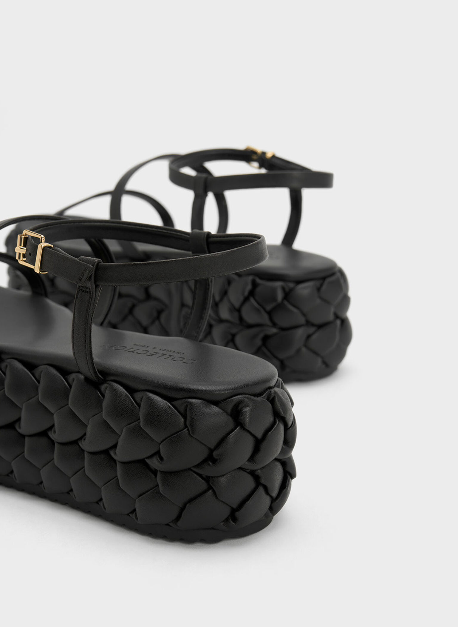 Tali Leather Braided Flatforms, Black, hi-res