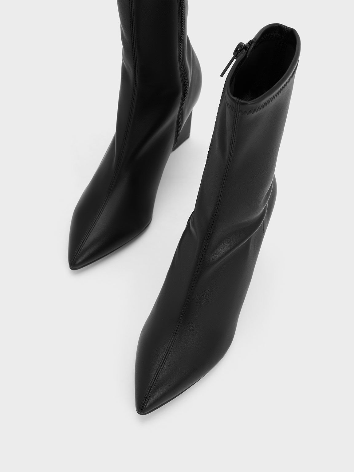 Black leather boots pointed toe hot sale