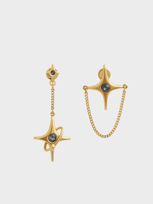 Estelle Star Crystal Mismatch Drop Earrings, Black, hi-res