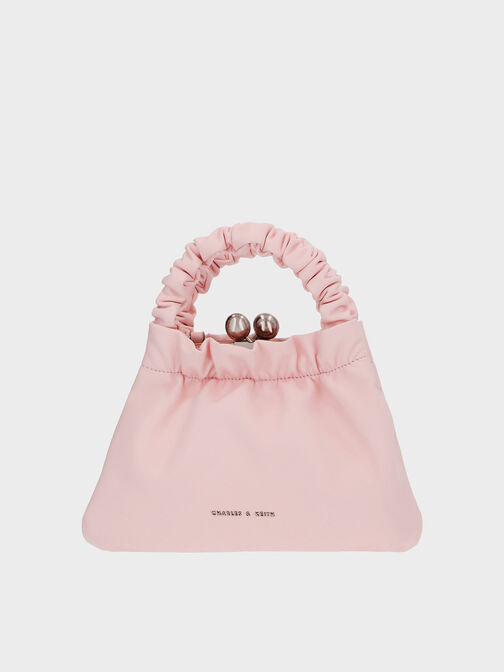 Eve Ruched-Handle Trapeze Bag, Light Pink, hi-res