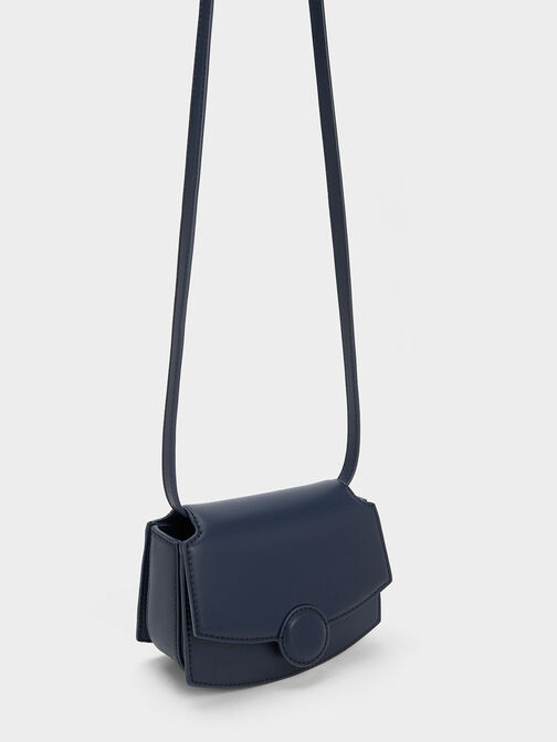 Clover Curved Shoulder Bag, Navy, hi-res