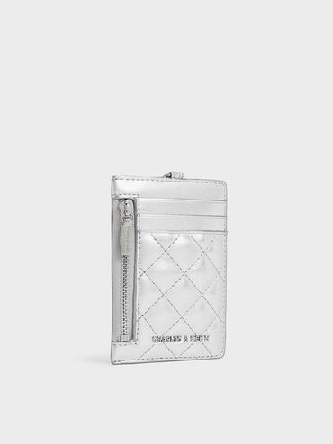 Wisteria Quilted Braided-Strap Card Holder, Silver, hi-res