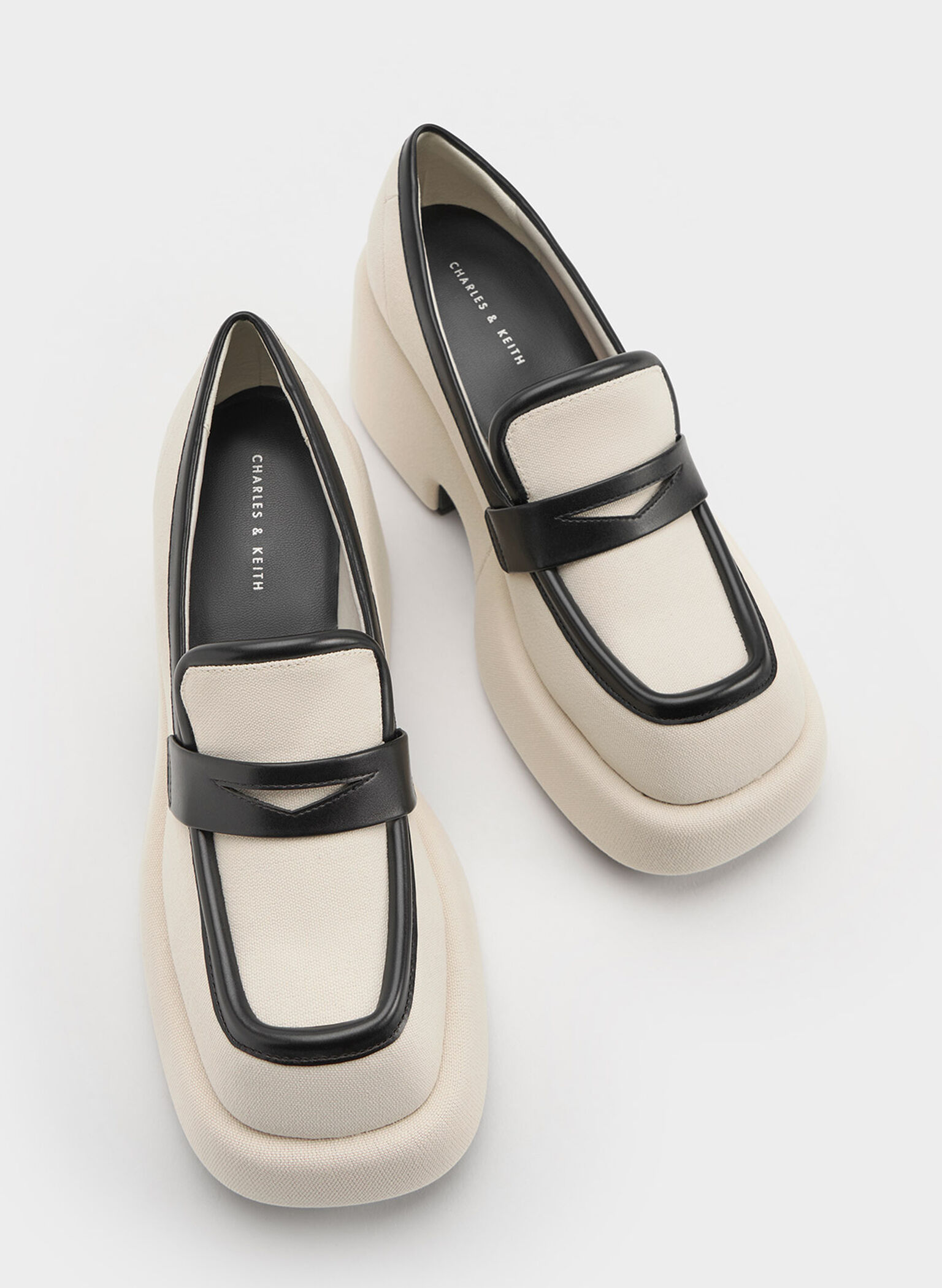 Leni Canvas Platform Loafers, Black, hi-res