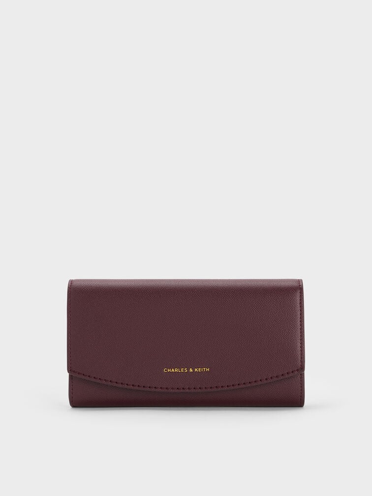 Briony Curved Flap Long Wallet, Wineberry Red, hi-res