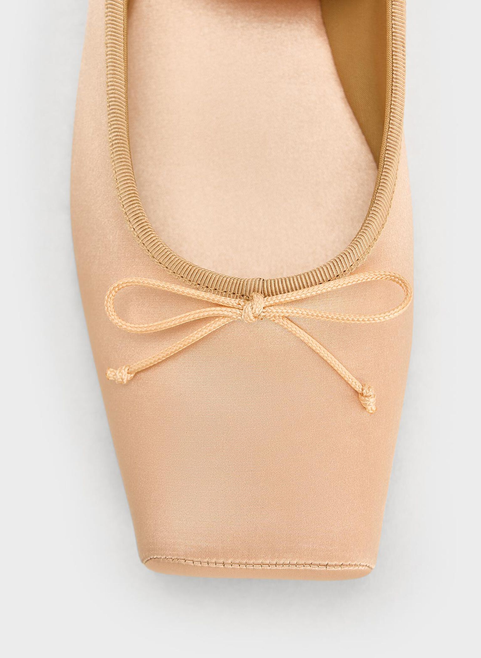 Satin Square-Toe Mary Jane Ballet Flats, Nude, hi-res