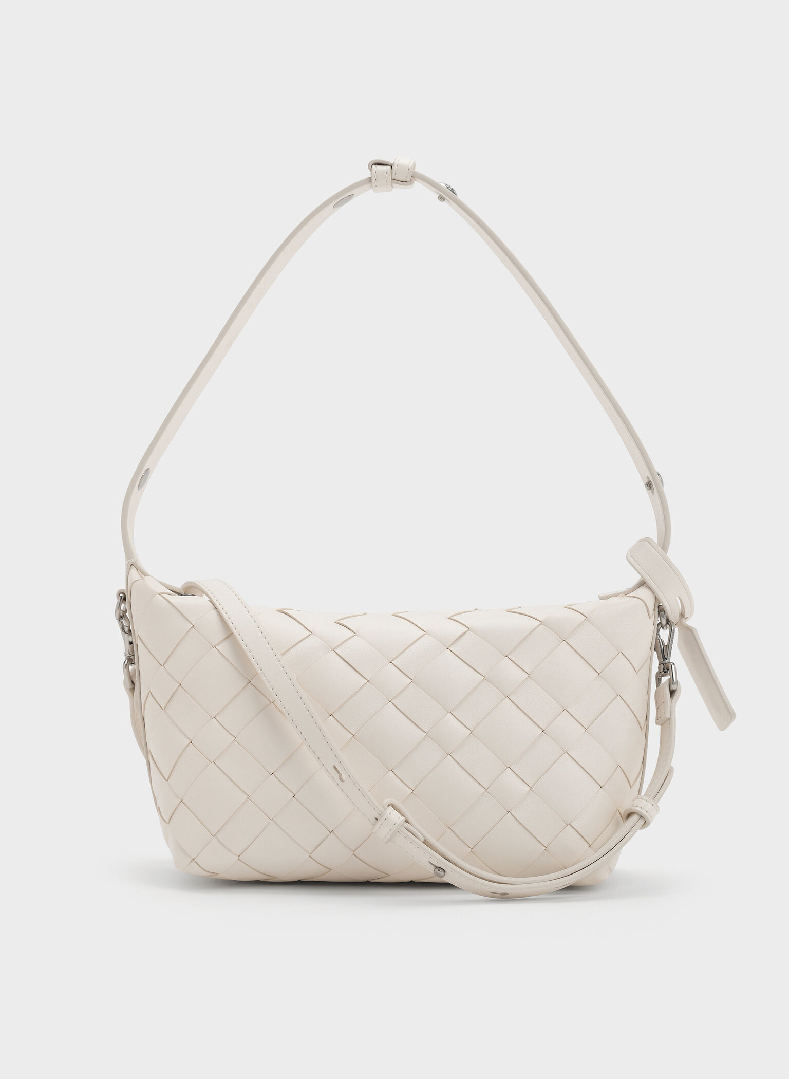 Ivette Woven Shoulder Bag, Cream, hi-res