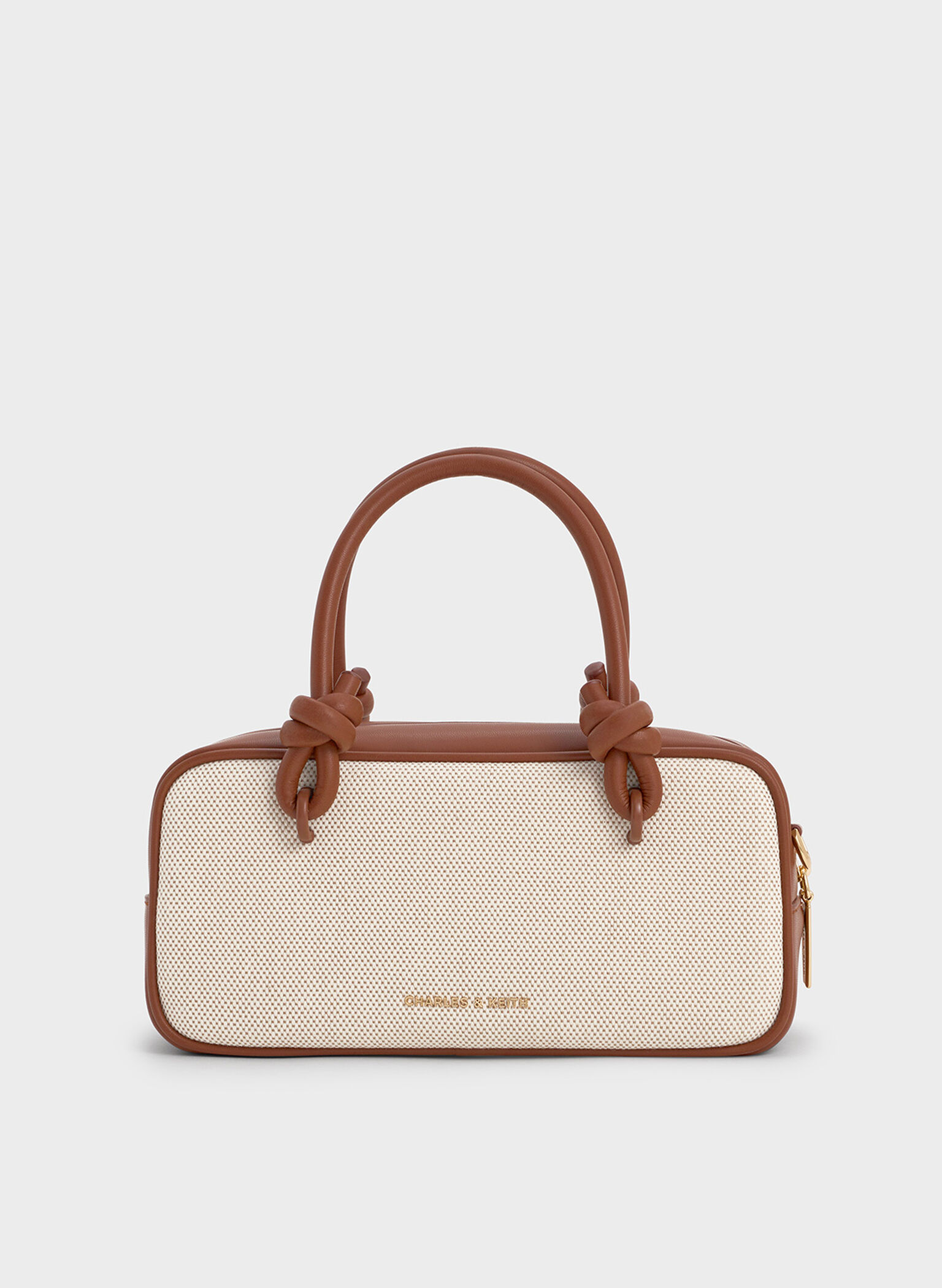 Sammie Canvas Knotted-Handle Elongated Bag, Taupe Canvas, hi-res